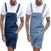 Moda Estiva Tuta da Uomo Pantaloncini Denim Streetwear Salopette Jeans