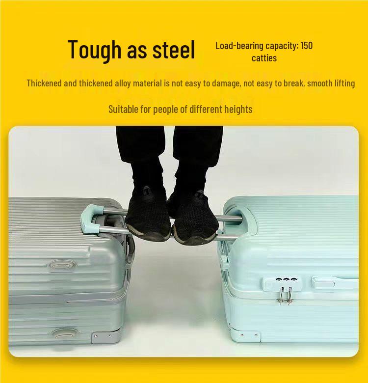 Durable Large-Capacity Leather Travel Suitcase with Universal Wheels and Password Lock