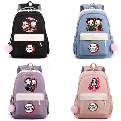 Anime Demon Slayer Nylon Sweet Soft Backpack Daily Bookbag Back To Schoolbag for Girl Boy Men Women Leisure Travel Bag Mochila