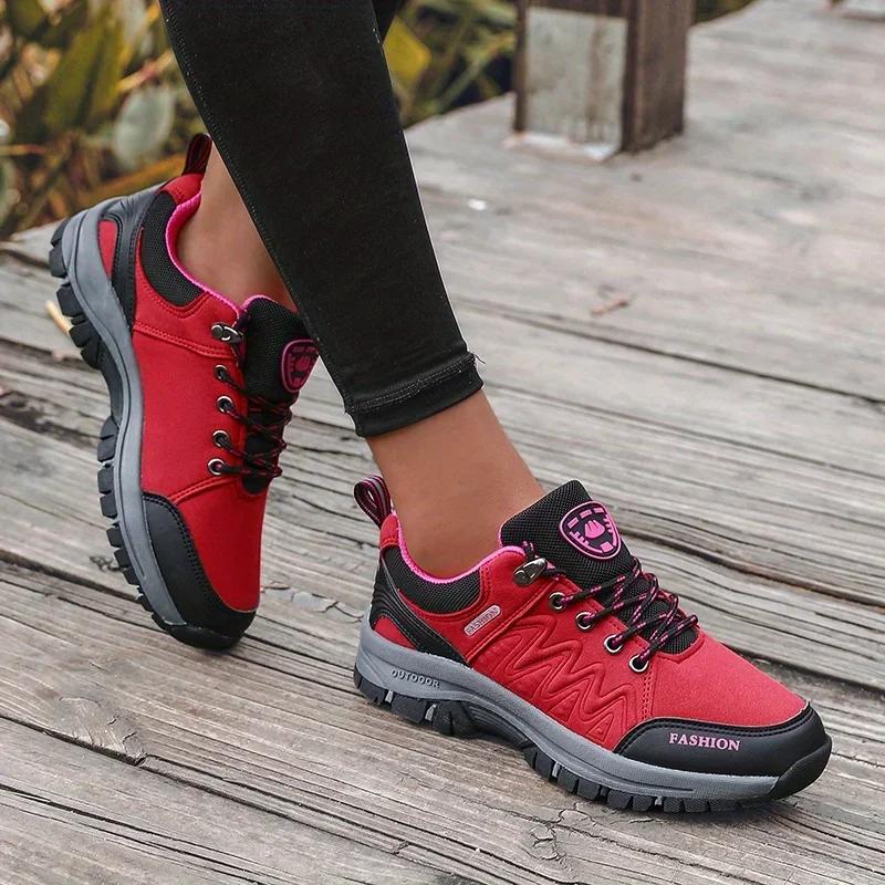 Retro Women's Hiking Shoes Summer Fashion Version Anti Slip Thick Soled Shoes Outdoor Fitness Training Lace Up Casual Sneakers