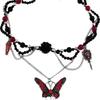 Dark Gothic Butterfly Flower Beaded Necklace Female High Sense Chocker Babes Sweet Cool Collarbone Chain Accessories