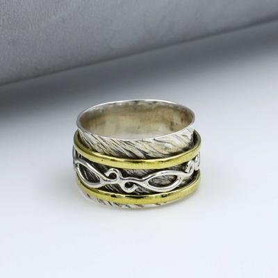 Massiver 925 Sterling Silber Ring, Zweifarbiger Ring, Boho Ring, Designer Ring, Statement Ring, Silberschmuck