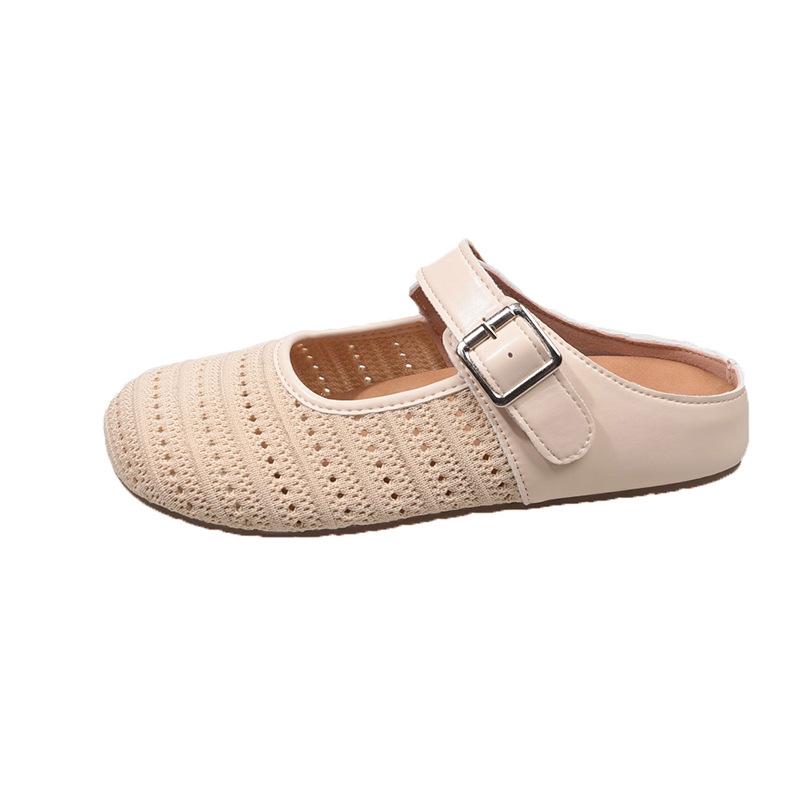 

One-word belt hollowed-out Borken bag head half slippers women s outer wear 2025 summer new thick-soled one-pedal Muller sandals 35