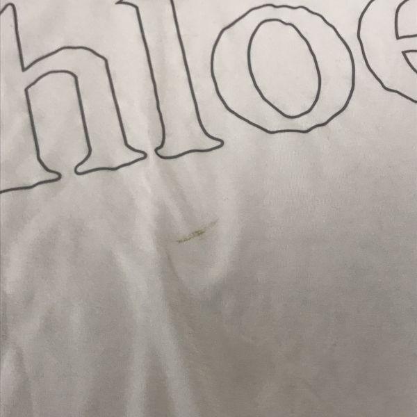 Chloe Made in Italy Logo Print Stretch Short Sleeve T Shirt White Women’s Size 40 M L(USED)