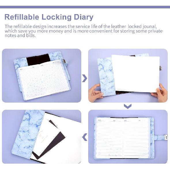 CAGIE Diary with Lock for Girls and Women, A5 Journal with Lock for 8 10 11 12 14 16 Year Old Girls Gifts Presents, 192 Pages Waterproof Journal for