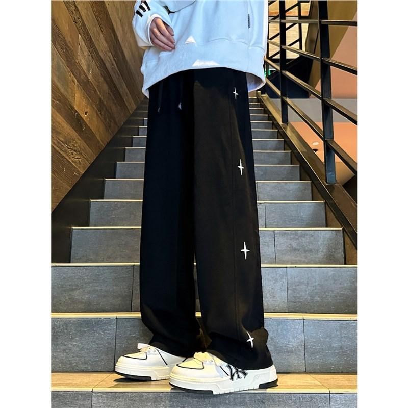 American high street pants men's spring and autumn new trendy brand versatile loose straight design star casual pants
