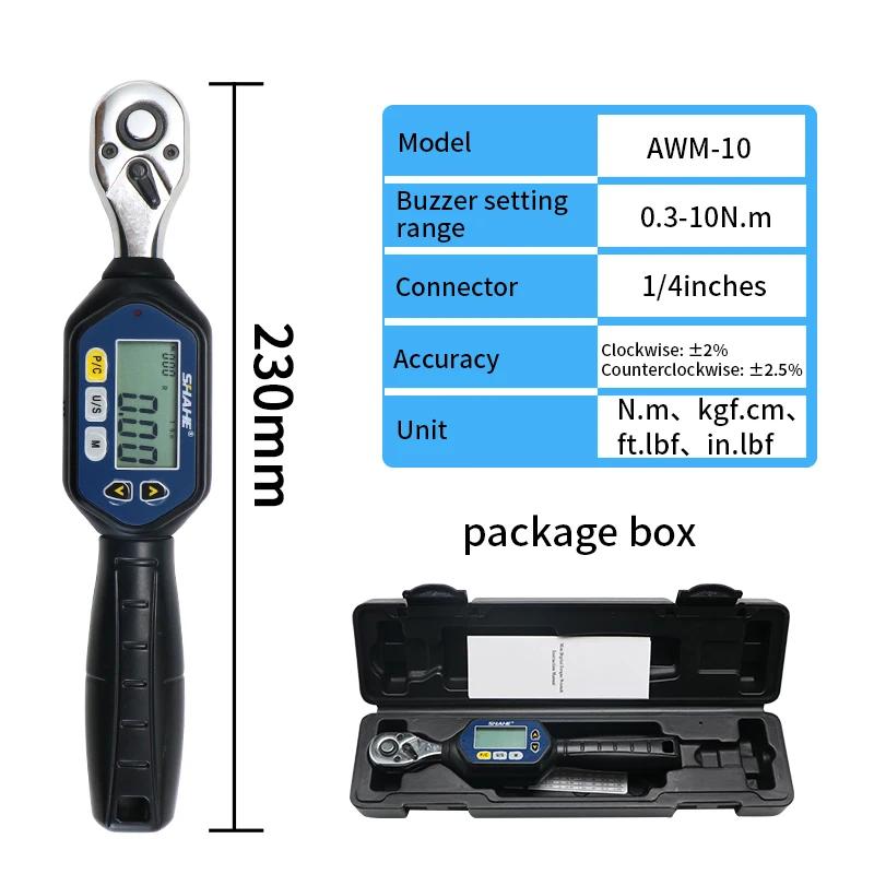 SHAHE Mini Digital Torque Wrench 1/4 3/8 1/2 Adjustable Professional Electronic Torque Wrench Digital Hand Tools AWM-10