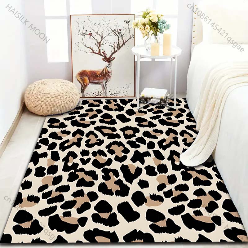 

1PC Wild Leopard Print Carpet for Living Room Bedroom Sofa Doormat Decor Sofa Area Rug Non-slip Floor Mat Large Size 40x60cm (16x24in)