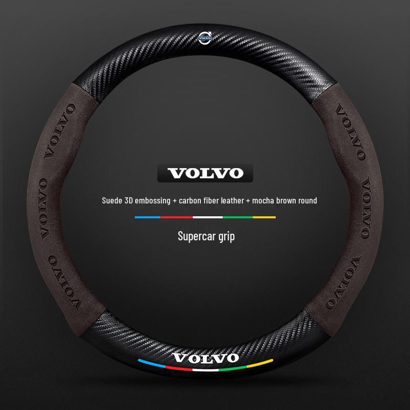 Suede Carbon Fiber Steering Wheel Cover for Volvo XC60, XC90, S90, S60, XC40, S40