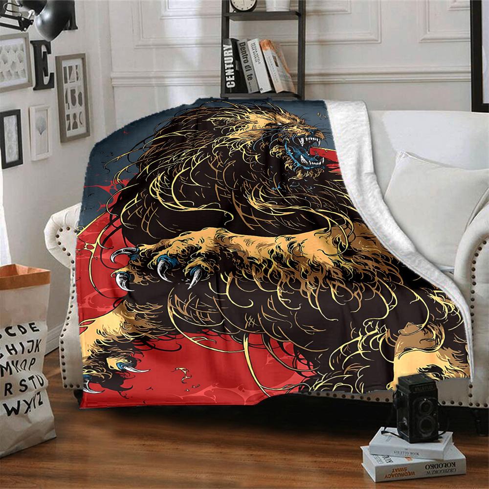 1 Stück Löwen Brüllen Decke, Leichte Flanell Überwurfdecke Für Sofa, Bett, Reisen, Camping, Wohnzimmer, Büro, Couch, Stuhl Und Bett
