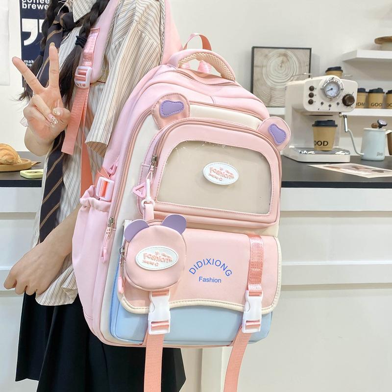 New Burden-reducing Schoolbag Female Ins Wind Korean Cute Junior High School Students Large Capacity, High Value Backpack