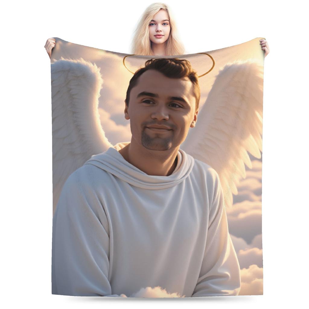Charlie Kirk Angelic Advocate Blankets Soft Warm Plush Throw Blanket For Child Couch Chair Sofa Bed Flannel Bedspread Bed Cover