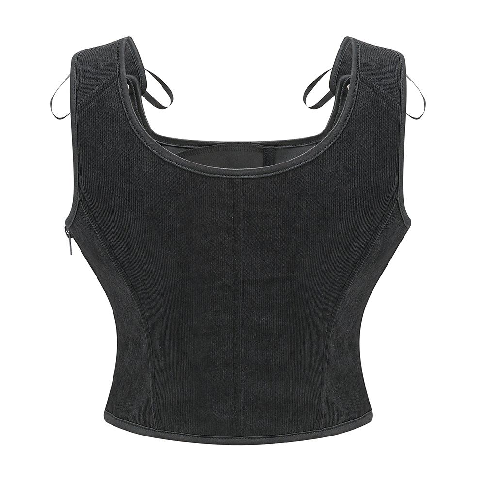 Chaleco Verde Victoriano Vintage Femenino Cierre Lateral y Cordones Delanteros Tank Corsé Punk Gótico Ropa Sexy Corselet Feminino