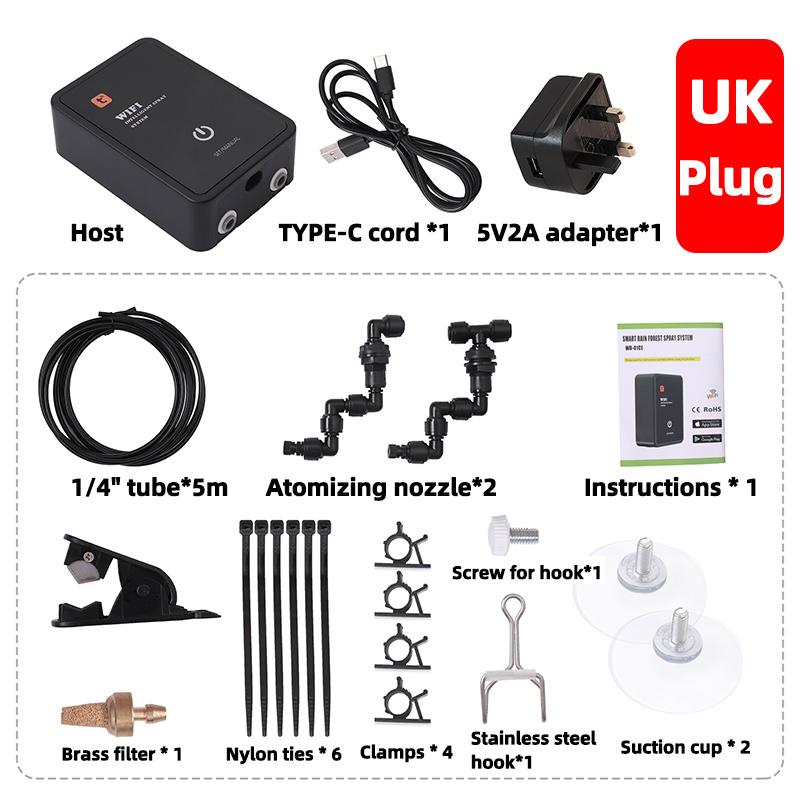

Tuya WiFi Интеллектуальный увлажнитель воздуха для рептилий с функцией распыления через приложение Управление Автоматический туман Rainforest Timer Система распыления Комплект Таймер полива