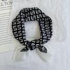Korean Style Silk Scarf: Women's Letter Print Neck Scarf, Square Hair Tie, or Headband