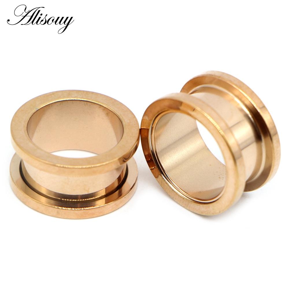 New 2pcs Colorful Anodized Stainless Steel Screw Fit Ear Flesh Tunnel Earring Plug Expander Body Jewelry Piercing Earlet Gauges