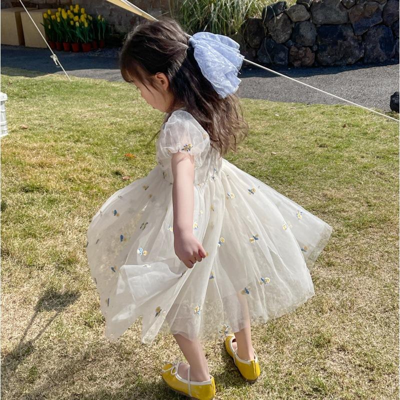 Vestito estivo per bambina per bambini Floreale Principessa Festa di compleanno Abito a rete Vestiti da principessa