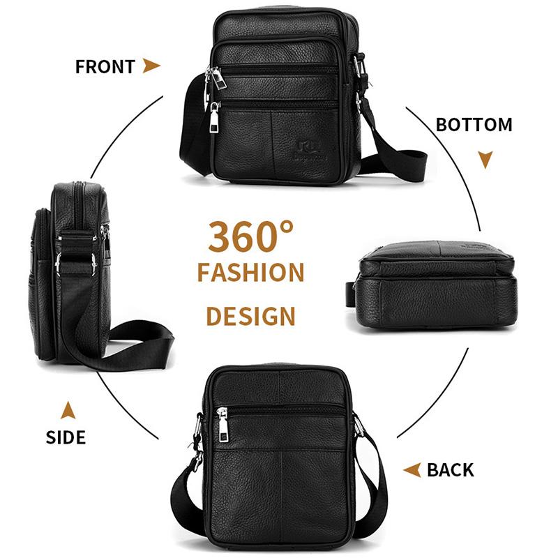 Letnia Nowa Męska Torba na Ramię z Prawdziwej Skóry, Torba Crossbody z Skóry Licowej, Modna Biznesowa Wielofunkcyjna Torba Kurierska z Klapą