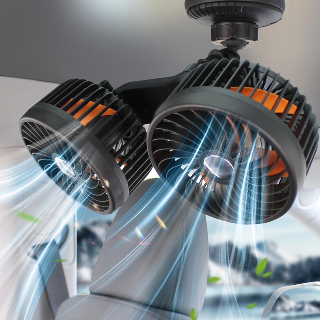 Carro Dual Head Cooler Fan 3 Engrenagem Ventosa Ajustável Ventosa de Refrigeração para Veículos Escritório USB/Isqueiro Plug Fan