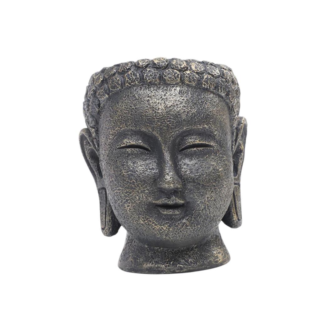 Buddha Head Resin Planter Modern Decorative Flowerpot Statue for Home Office Desktop Garden