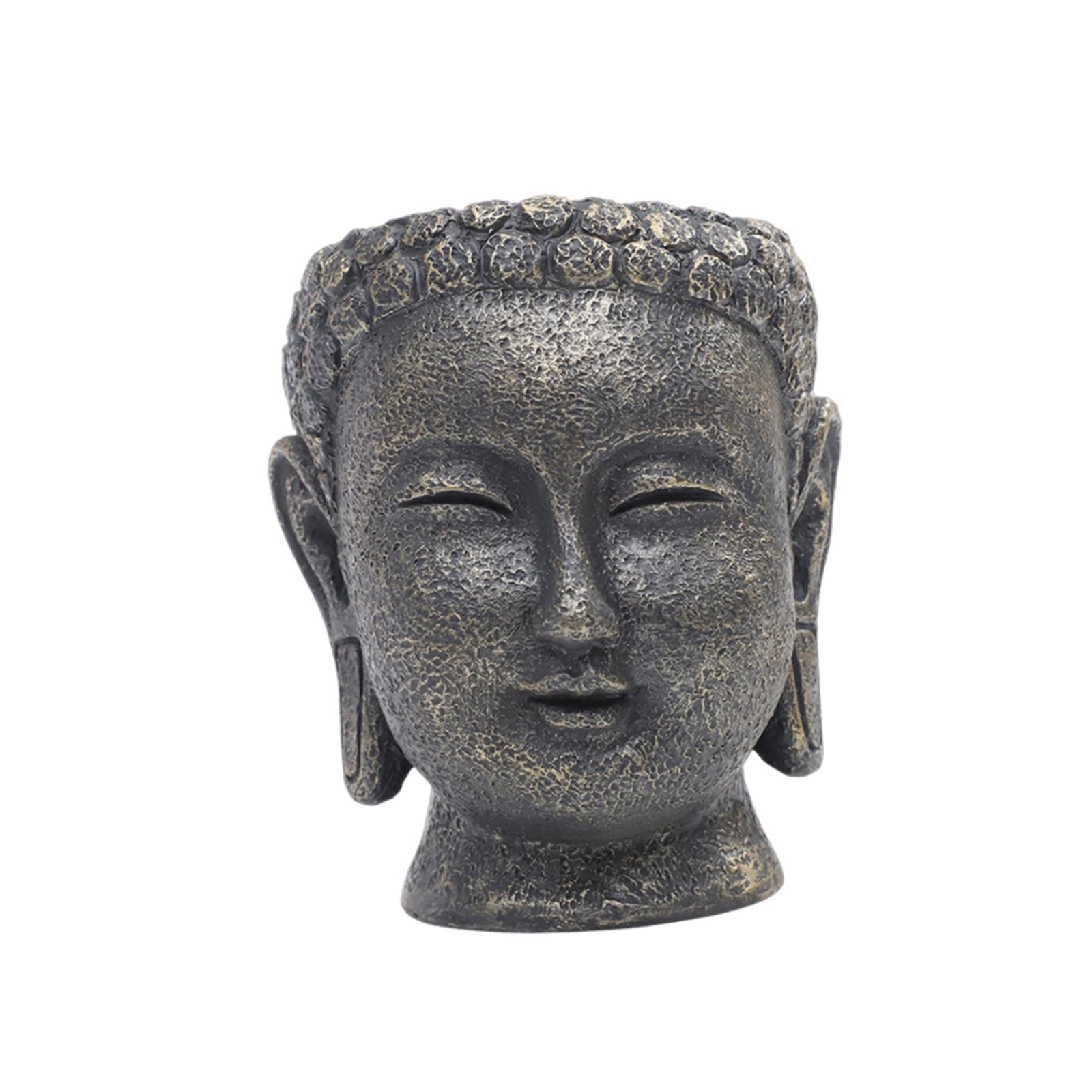 

Buddha Head Resin Planter Ornament Minimalist Flower Vase for Meditation Space Table
