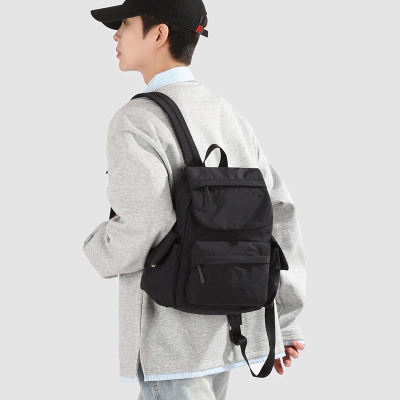 Schoolbag New Casual Versatile Backpack Commuter Solid Color Simple Backpack Women's Large Capacity Lightweight Student School Bag