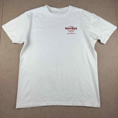 T-Shirt Hard Rock Cafe Uomo L Bianca New Orleans Bourbon Street Grafica Musicale
