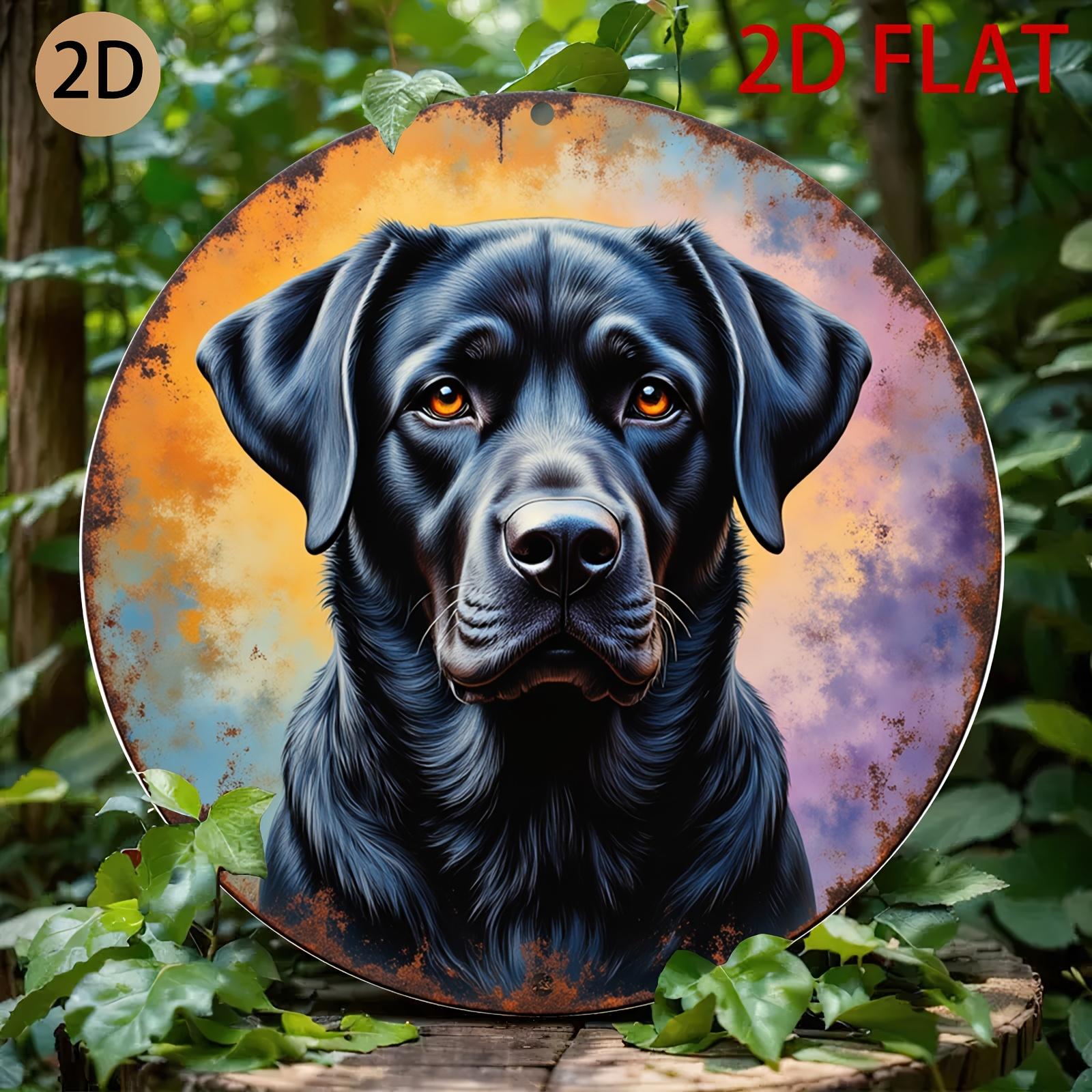 

HD Tin Sign Black Labrador Retriever Portrait Round Metal Wall Art Pet Lover Decor for Home Living Room 20x20cm(8x8inch)