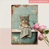 Vintage Cat Metal Wall Sign, Iron Art for Bathroom Decor