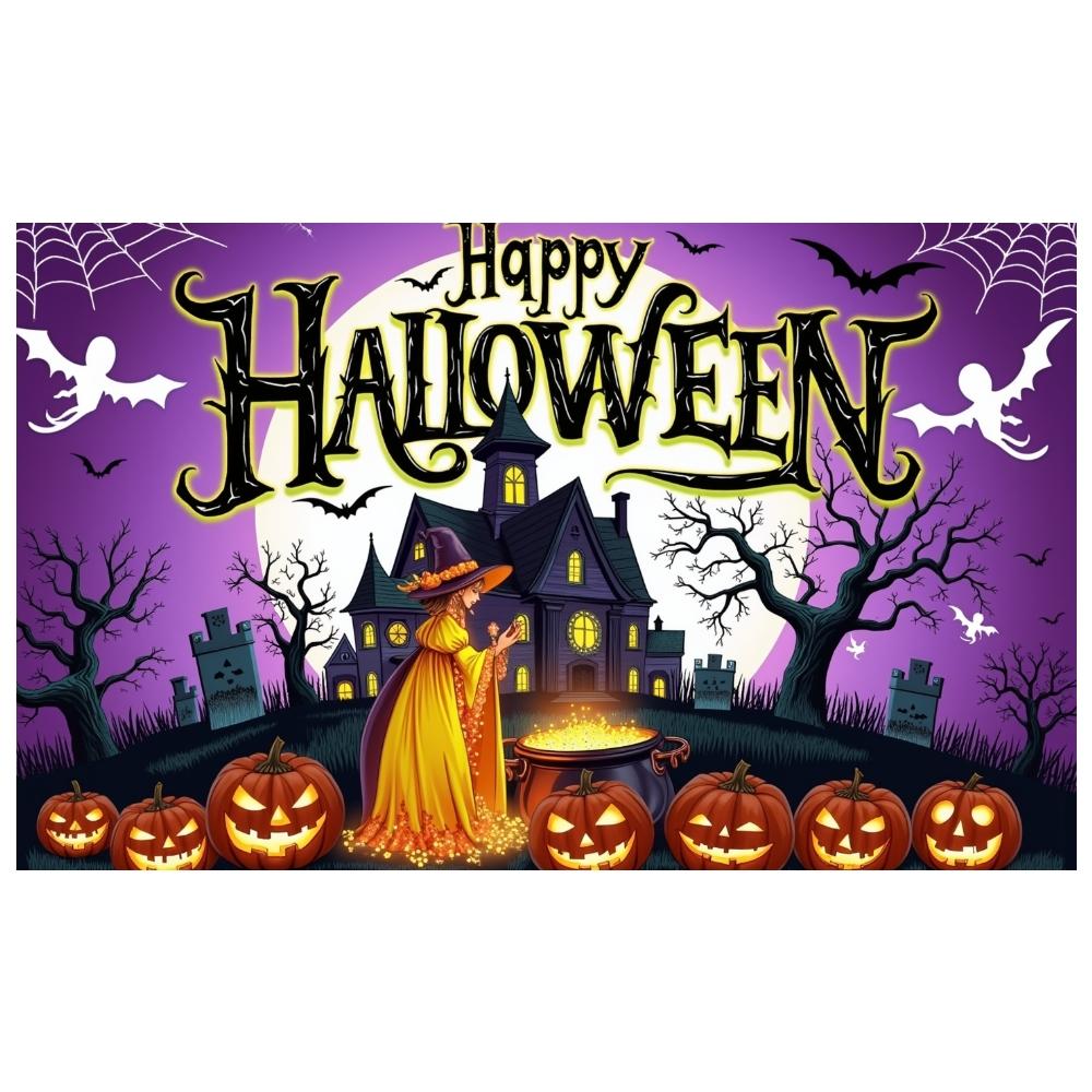 Spooky Decoration Gothic House Halloween Party Banner Photo Prop Material Haunted House Banner For Photo Shoot Costume Party