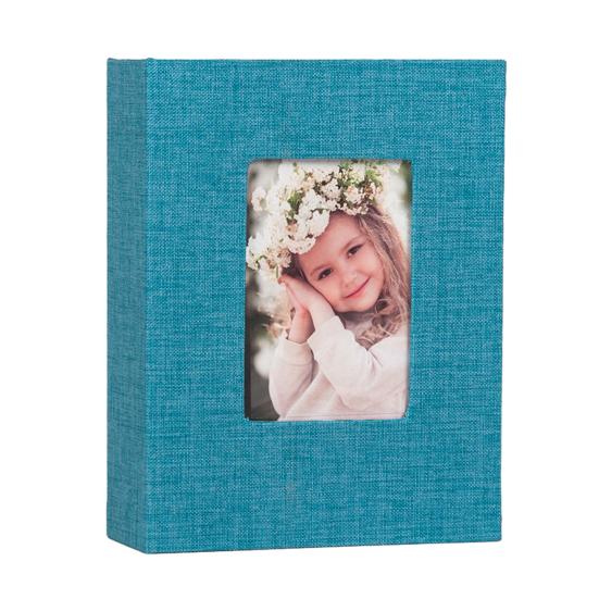 Photo Album Linen Cover Picture Album with Front Window 100 Photos 4x6 Slip-in Photo