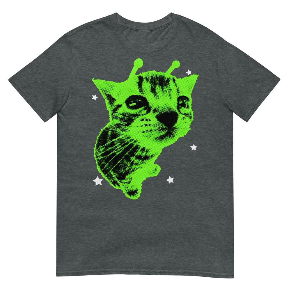 Y2k Alien Cat Meme Retro Silly Cat Vintage Space Kitty Funny TShirt