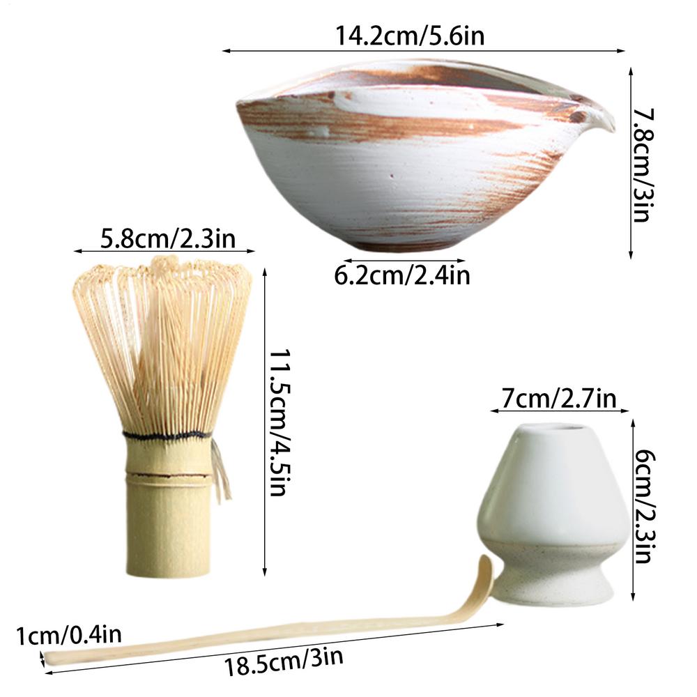 Tea Whisk And Bowl Set 4-piece Whisk Tools For Ceremony Traditional Tea Ceremony Kit For Bar Catering Coffee Breakfast Latte
