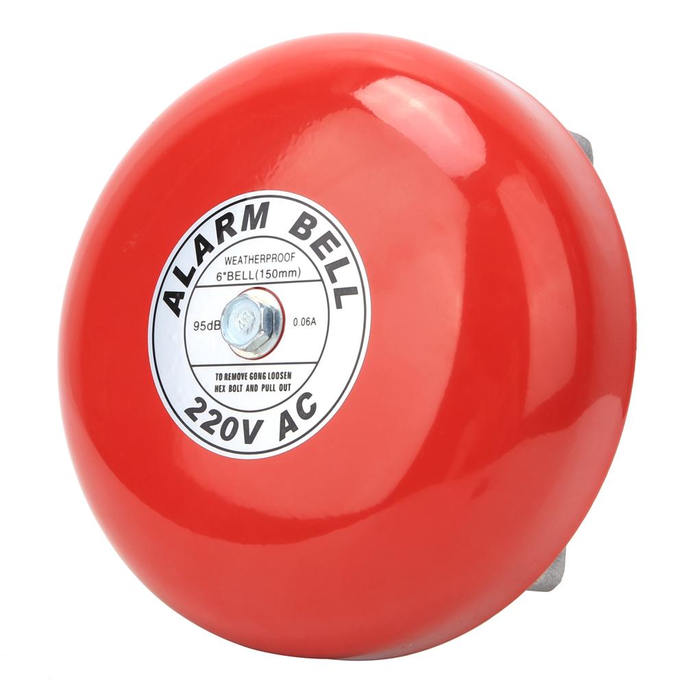 CB 6B Fire Alarm Bell 150mm 95dB Red Industrial Building Elevator Alarm Bell AC220V 60mA