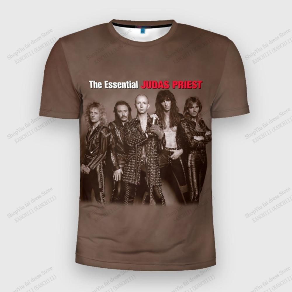Retro Judas Priest Band 3D Print T-shirt Men Harajuku Rock Short Sleeve Casual Tops
