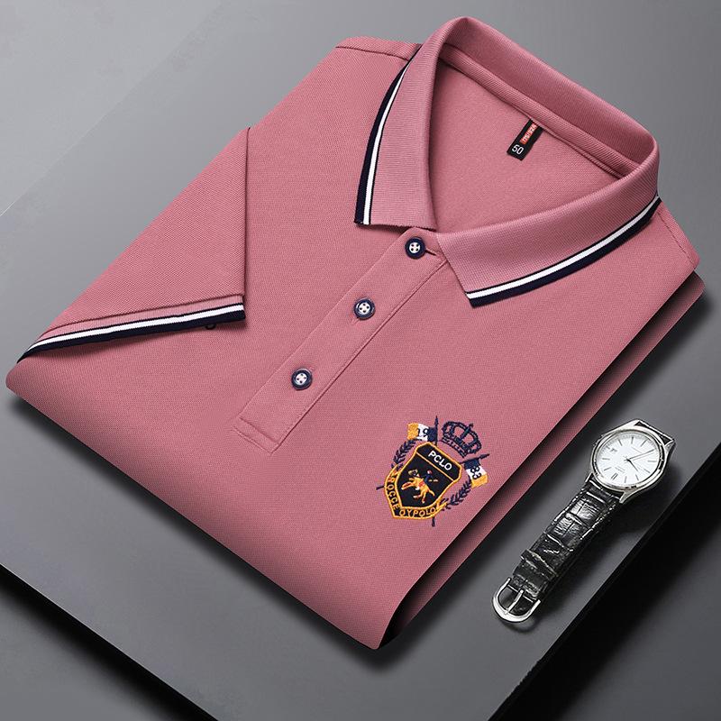 Polo da uomo popolare a maniche corte ricamata Top T-shirt estiva da uomo ampia casual con colletto polo
