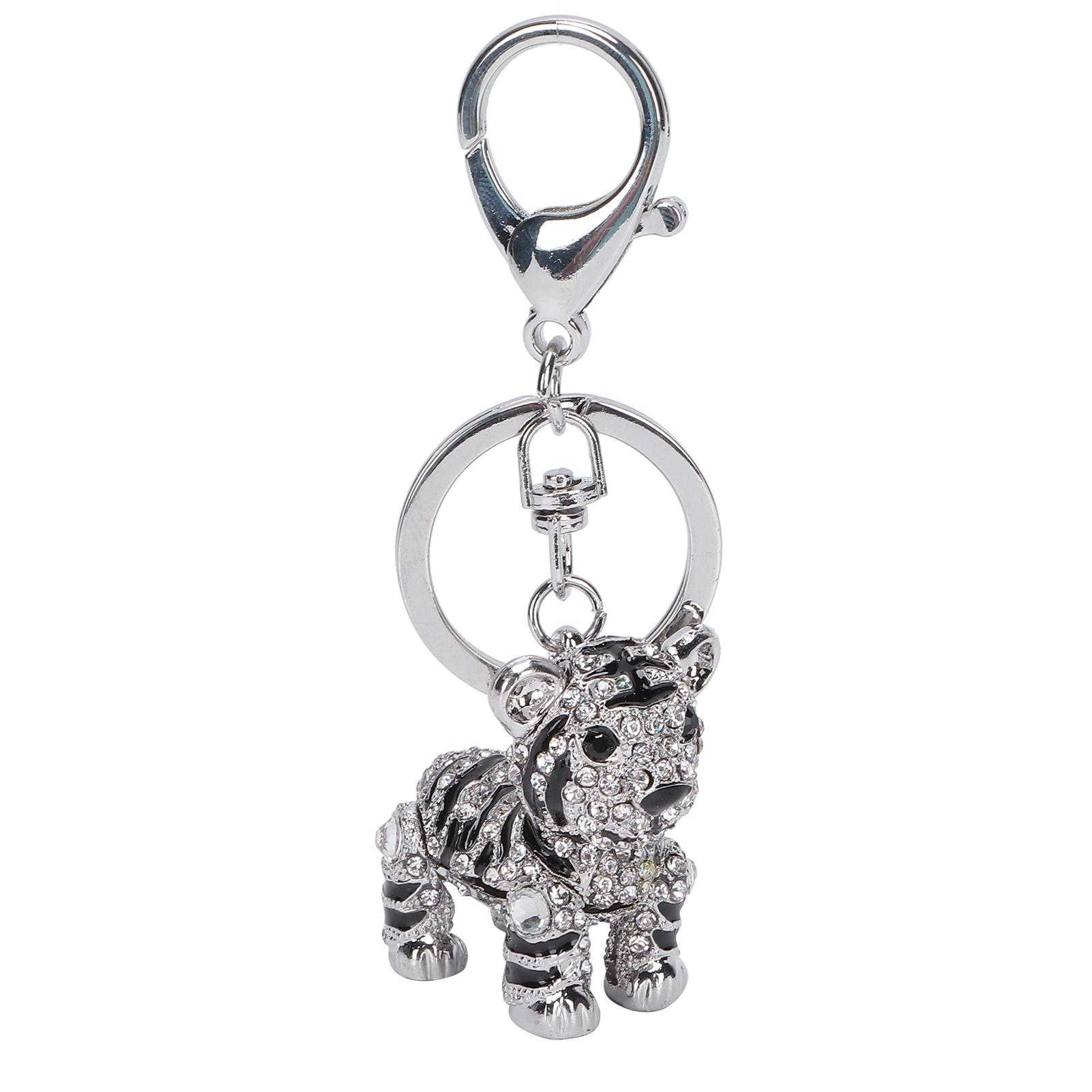 

Брелок 3D тигр серебряный цинковый сплав горный хрусталь сверкающий ювелирный аксессуар для женской сумки кулон