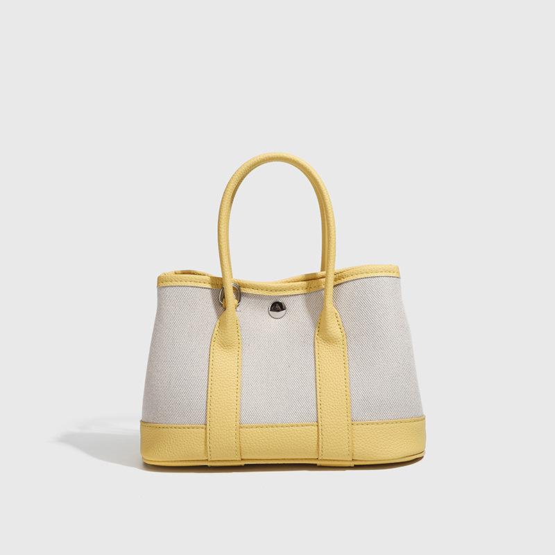 Kleine Kontrastfarbe Spleiß Garten Tasche Premium Gefühl Tragbar Leinwand Tasche Damen Schulter Crossbody Tote Tasche