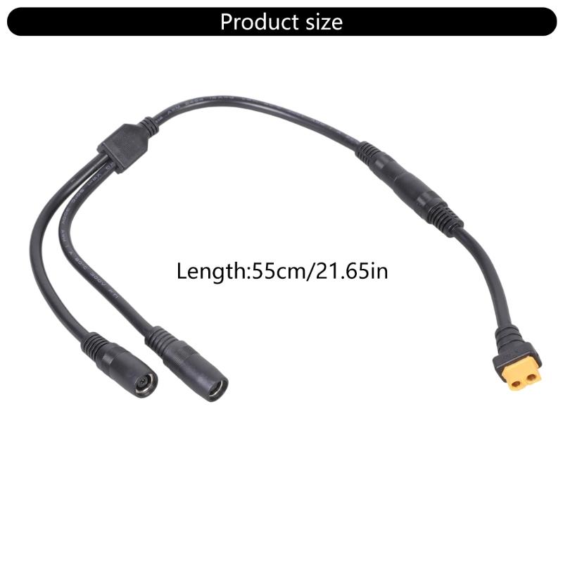 55cm XT60 to Double DC8020 Power Cable with 14AWG Coppered Cores for Battery Charging Cord Durability