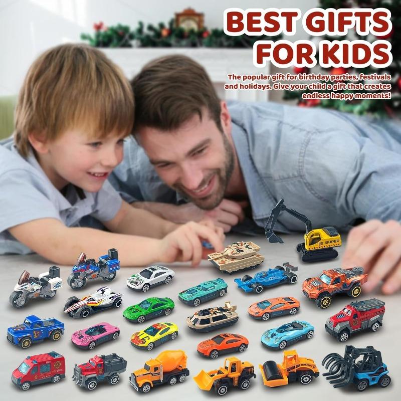 Advent Calendar 2025 for Kids, Alloy Car Engineering Car Set for Boys and Girls Christmas Gifts Christmas Countdown