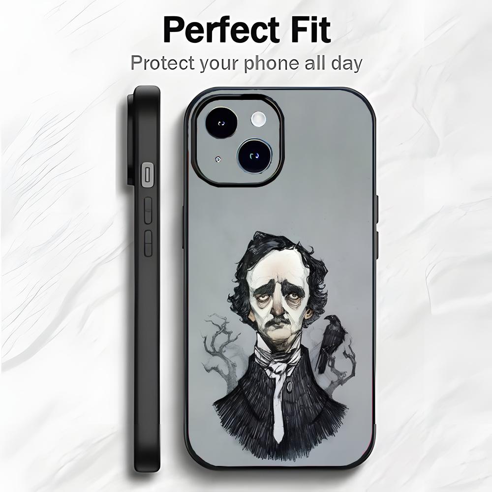 Classic Writer E-Edgar Allan Poe Phone Case Phone Case Soft Packaging Lightweight For iPhone17 16 15 14 13ProMax