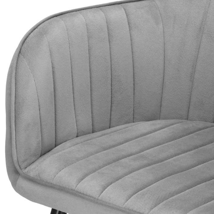 Upholstered Armchair - Springos® - Grey Velvet - Ergonomic Backrest - Metal Legs - Retro Design