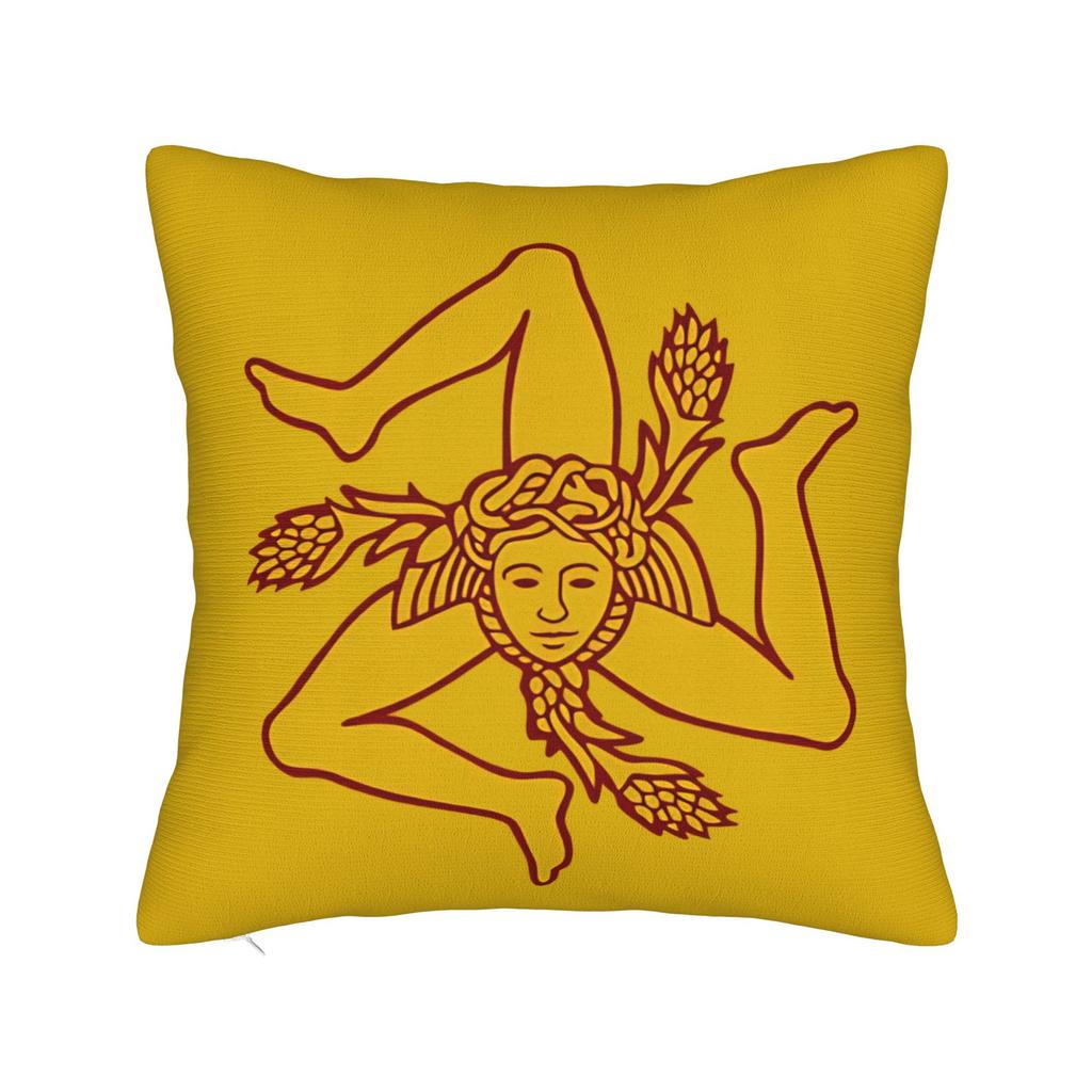 Sicilia Map Square Pillow Case Polyester Cushions for Sofa Trinacria of Sicily Casual Pillowcover Home Decor