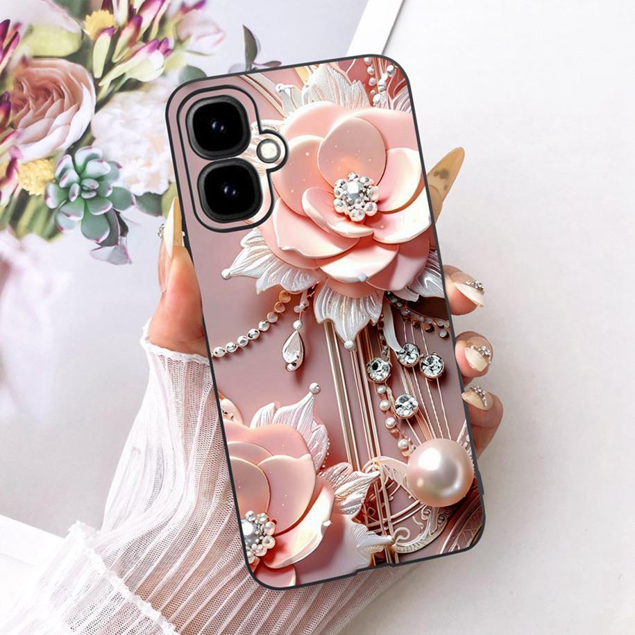 For Infinix Smart 10 2025 Case Popular Flower Bowknot Fundas Soft Black Silicone Cover For Infinix Smart10 X6725 Pop 10 4G Shell