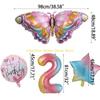 92MF Colorful Butterfly Balloon Set of 6 Aluminum Foil Number Balloon Happy-Birthday Decorations Baby Shower Party Supplies