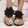 Foreign trade flower pinch foot flip-flops women wear beach flat women's shoes 2025 new European and American fashion