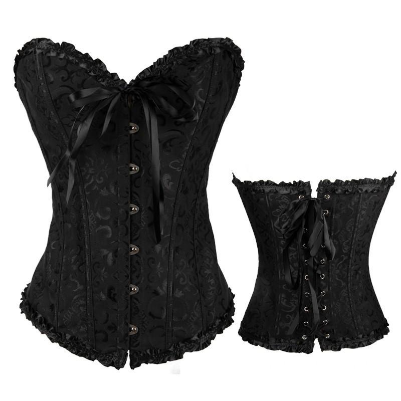 European Size 819 Black Court Corset: Abdomen Control Body Shaper