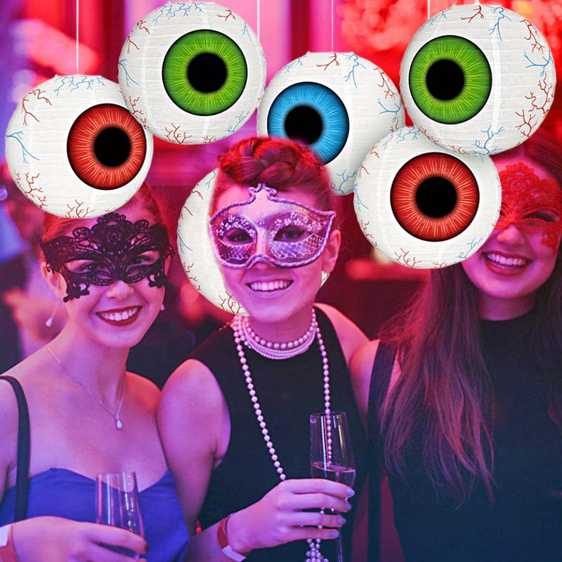 1PC Eyeball Lanterns Outdoor Decor Spooky Parties & Festive Occasions Paper Lanterns Halloween Decorations Red Halloween 10 Inch