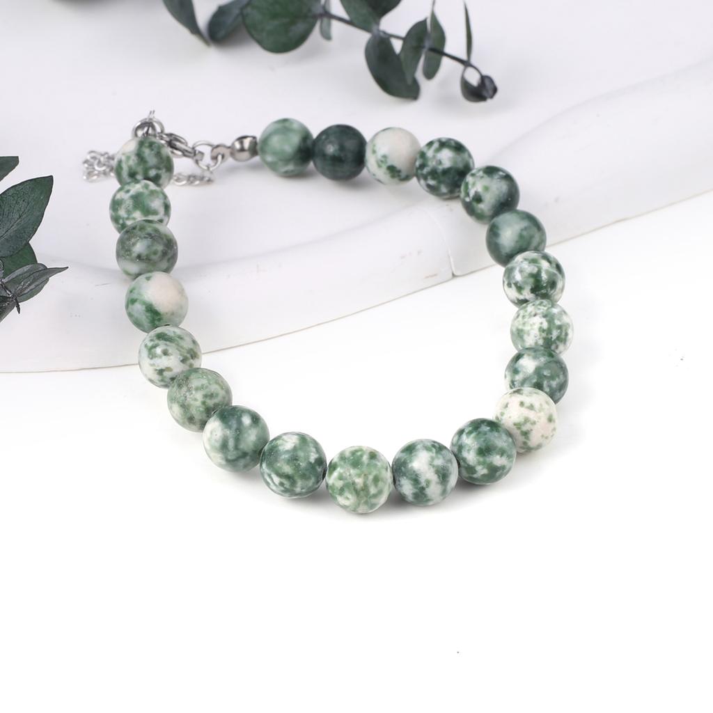 Bracciale Regolabile Con Perline In Pietra Naturale 4 Mm - Fatto A Mano, Portafortuna, Regalo Per Donna