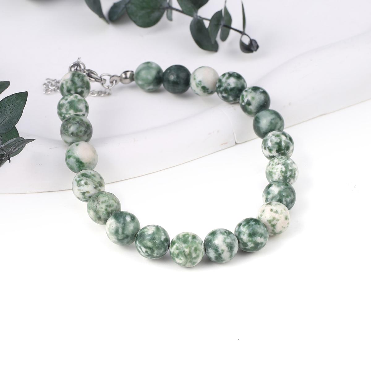 

Новый стильный женский браслет, натуральный камень, флюорит/агат/розовый кварц/унакит, бусины 8X8 мм, подвески для женщин, подарок на день рождения Bamboo Agate